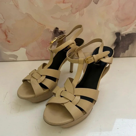 YSL Saint Laurent “Tribute Leather Platform Sandals” - Picture 2 of 10